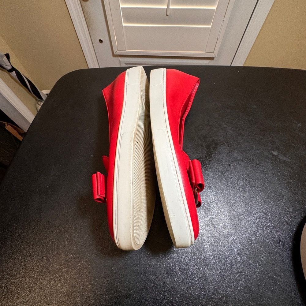Salvatore Ferragamo size 7.5 C red leather Novello slip on ballet flat Italy - Picture 8 of 12